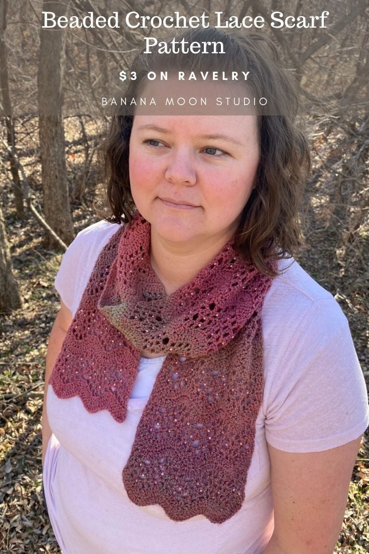 Beaded crochet lace scarf pattern from Banana Moon Studio