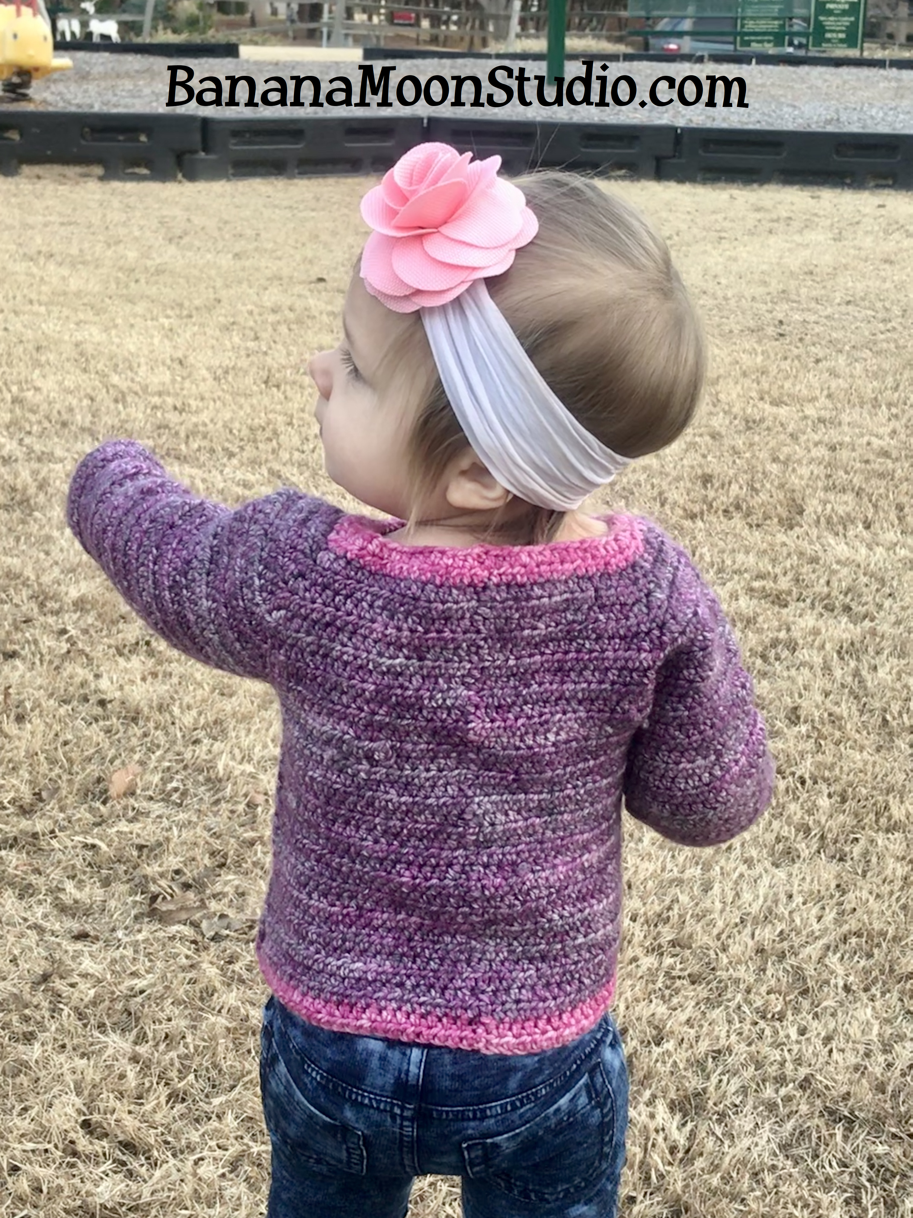 Pryor Creek Jr Baby Sweater, a free crochet pattern from Banana Moon Studio