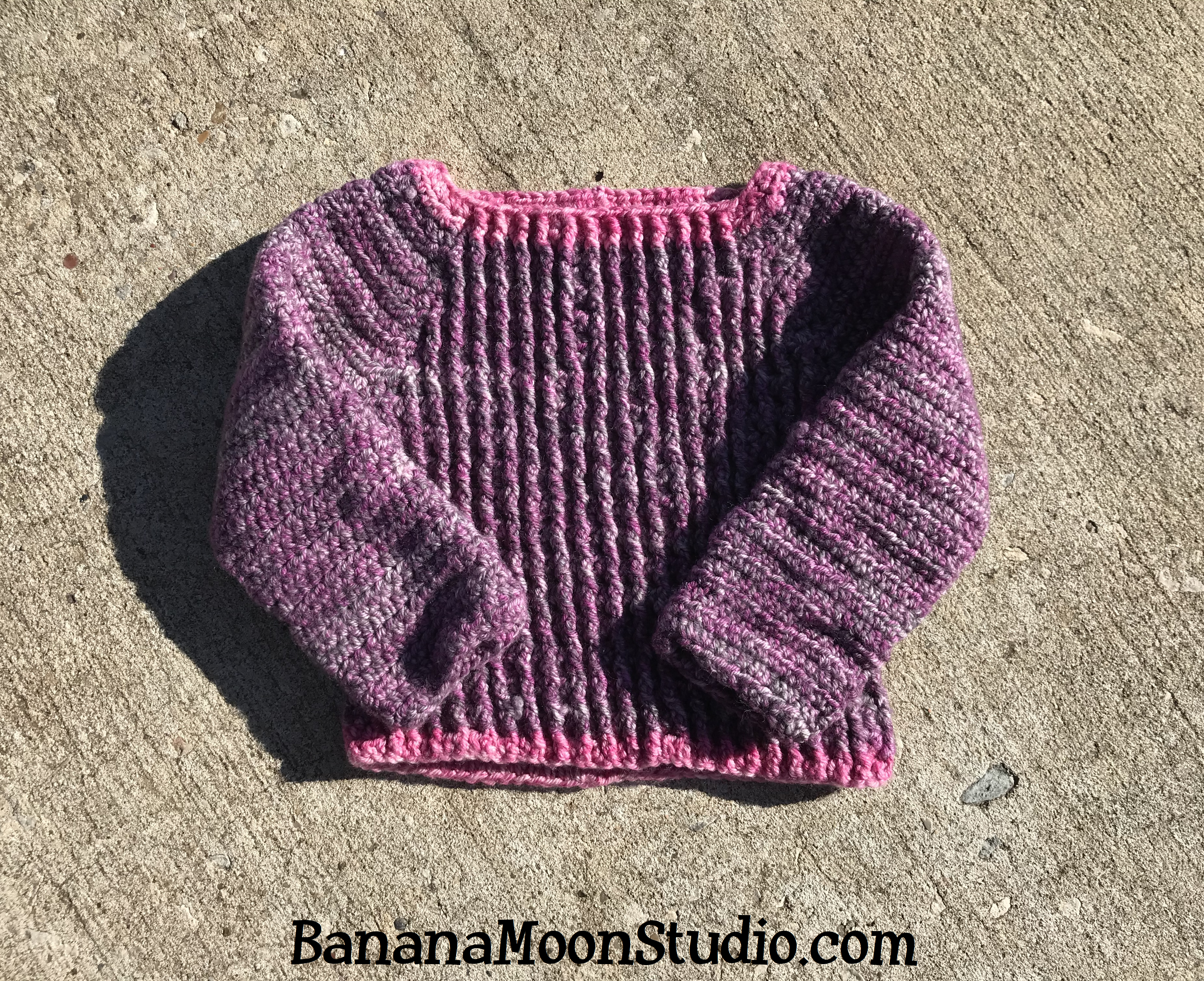Pryor Creek Jr Baby Sweater, a free crochet pattern from Banana Moon Studio