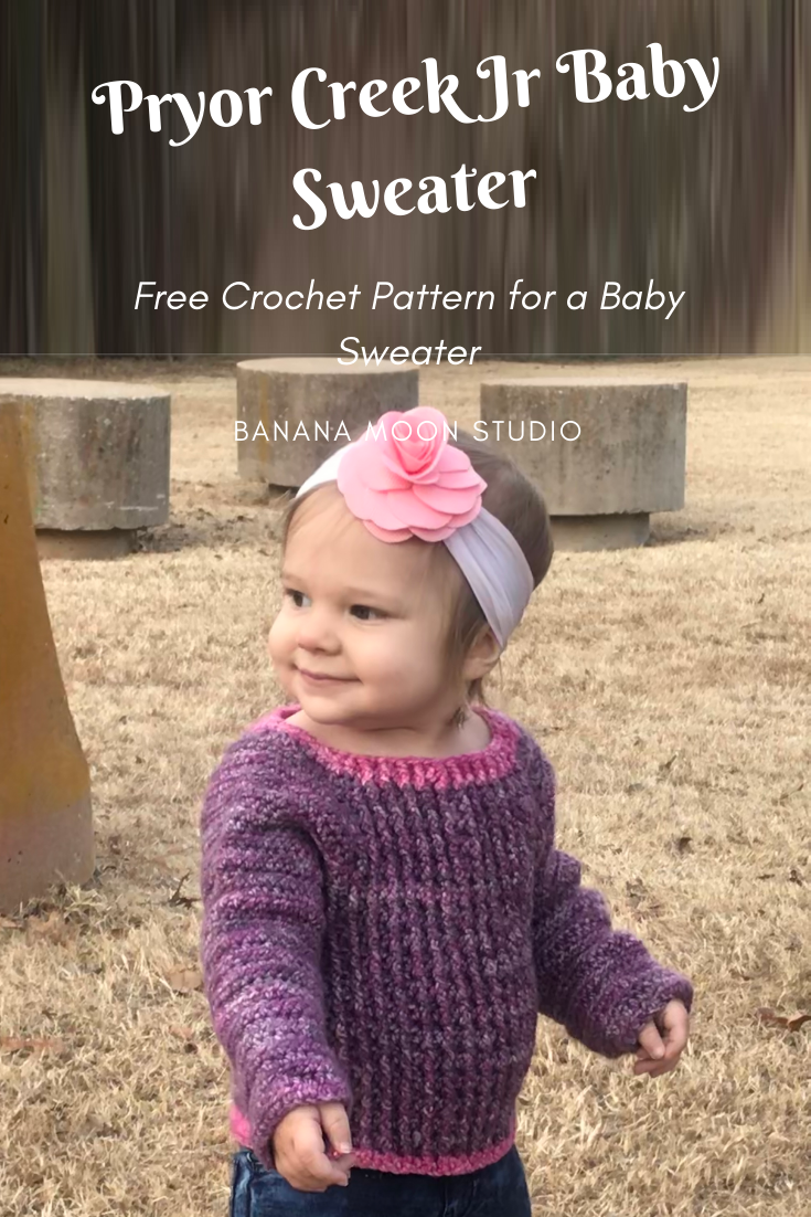 Pryor Creek Jr Baby Sweater, a free crochet pattern from Banana Moon Studio