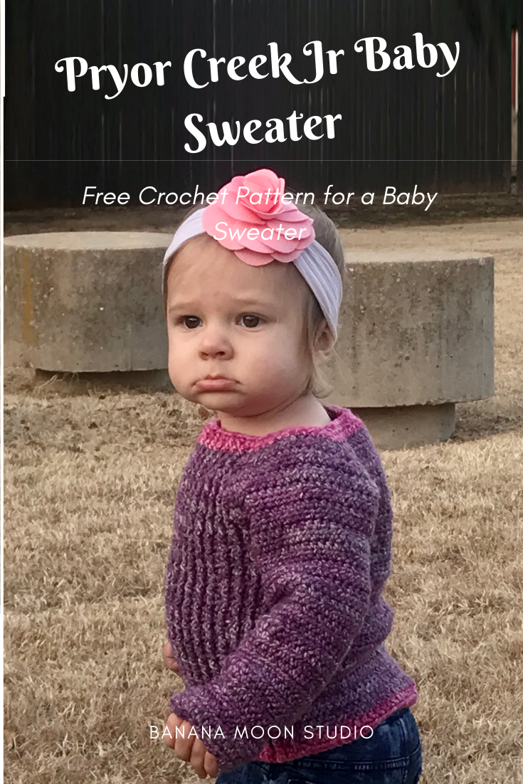 Pryor Creek Jr Baby Sweater, a free crochet pattern from Banana Moon Studio