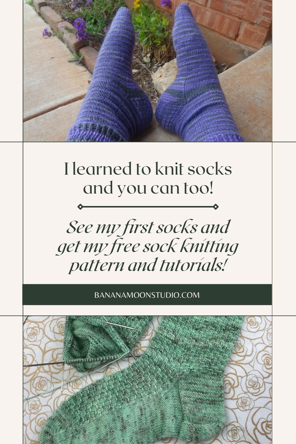 My First Pair of Knit Socks, Knitting Socks for Beginners • Banana Moon ...