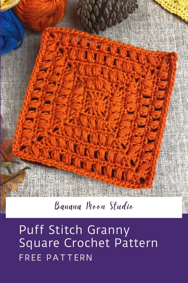 Free Crochet Puff Stitch Blanket Square • Banana Moon Studio