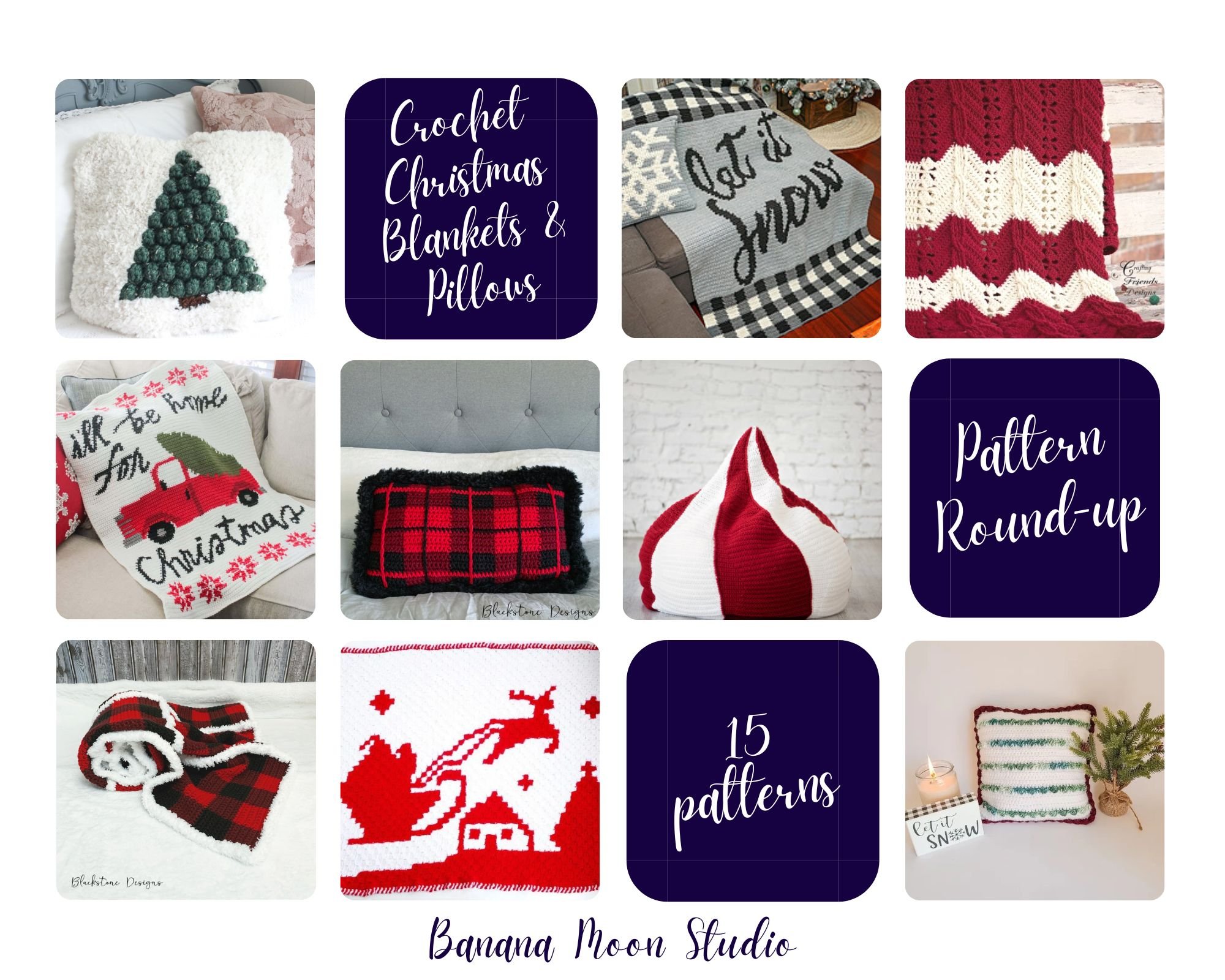 15 Crochet Christmas Blankets & Pillows • Banana Moon Studio
