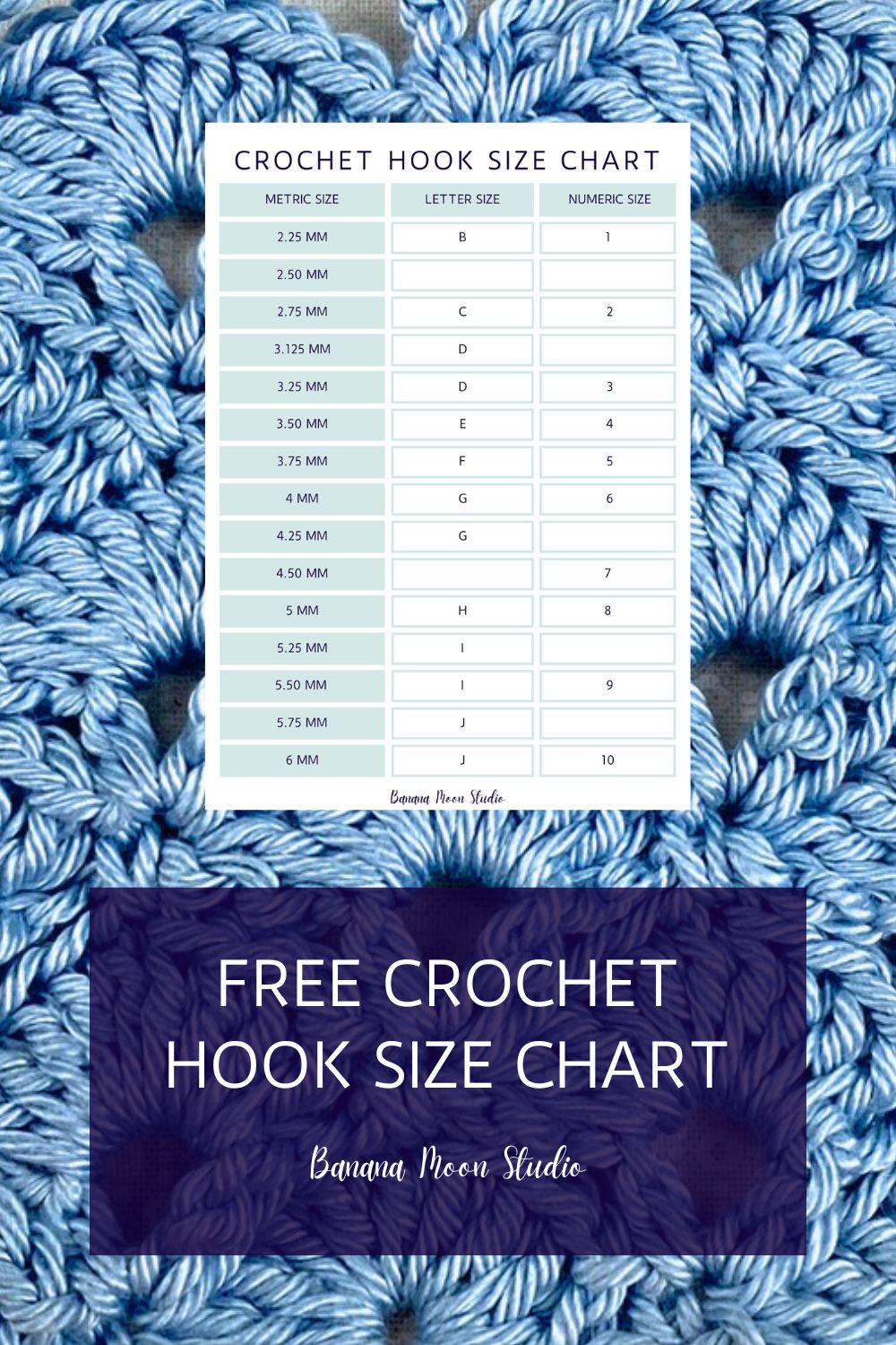 Free Crochet Hook Size Chart • Banana Moon Studio
