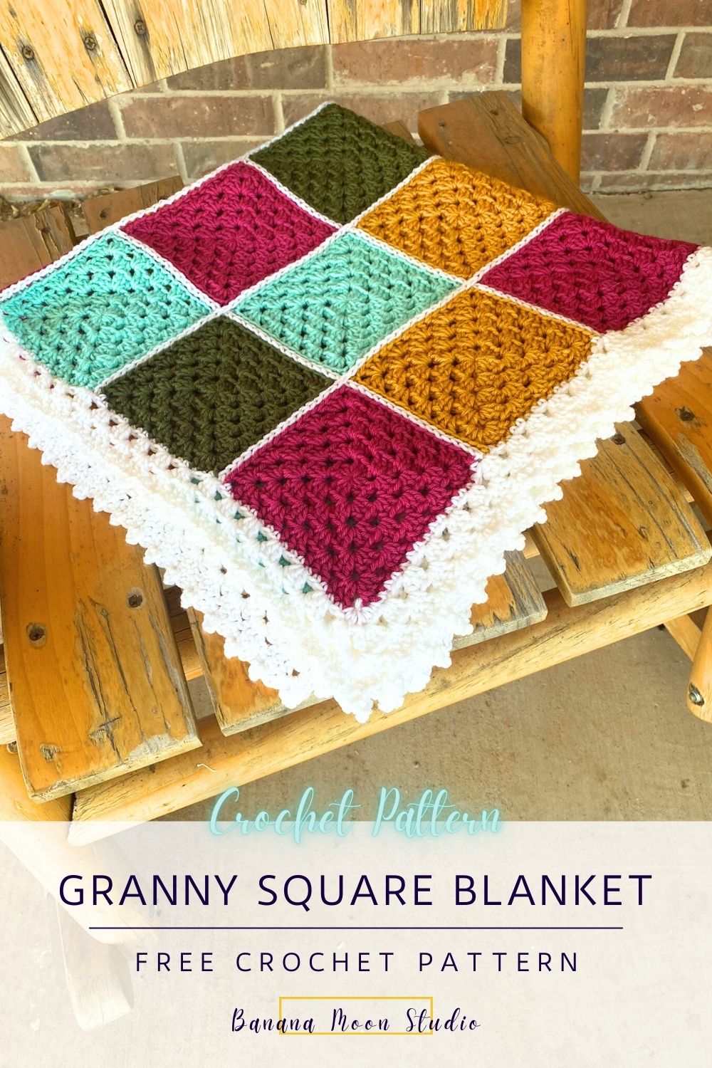 Free Crochet Granny Square Blanket Pattern • Banana Moon Studio
