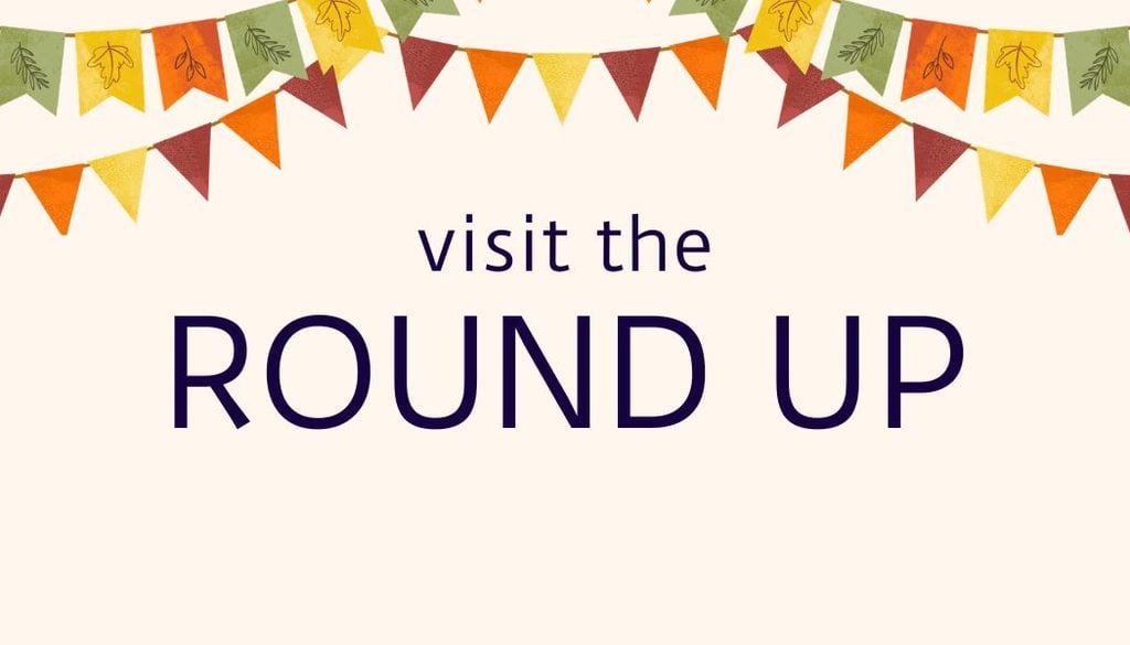 Graphic with a fall colored bunting across the top and text that reads: visit the Round Up.